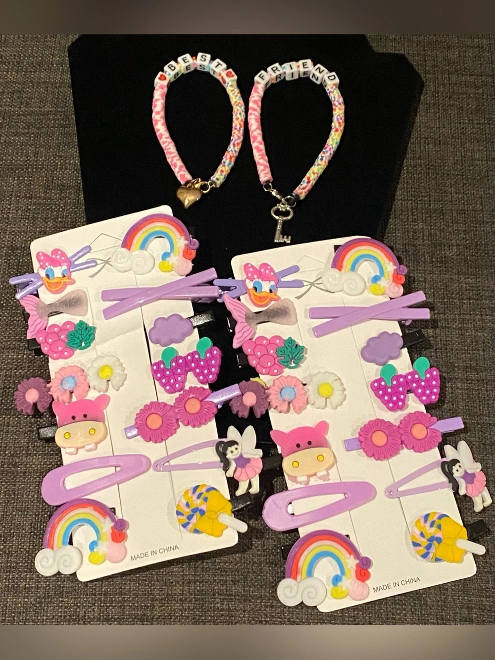 🎉Best Friend Bundle! Multi Beaded Bracelet and Barrettes Set. 4 pieces total.